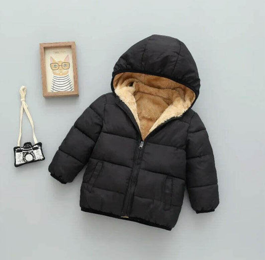 Black Teddy Lined Puffer Jacket - MARIGOLD