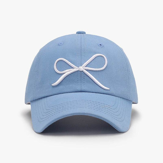 Bow Embroidered Cotton Baseball Cap - MARIGOLD