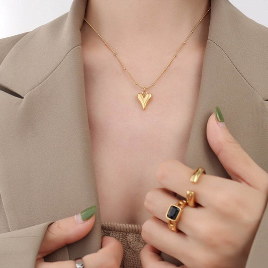 Heart Pendant Titanium Steel Necklace - MARIGOLD