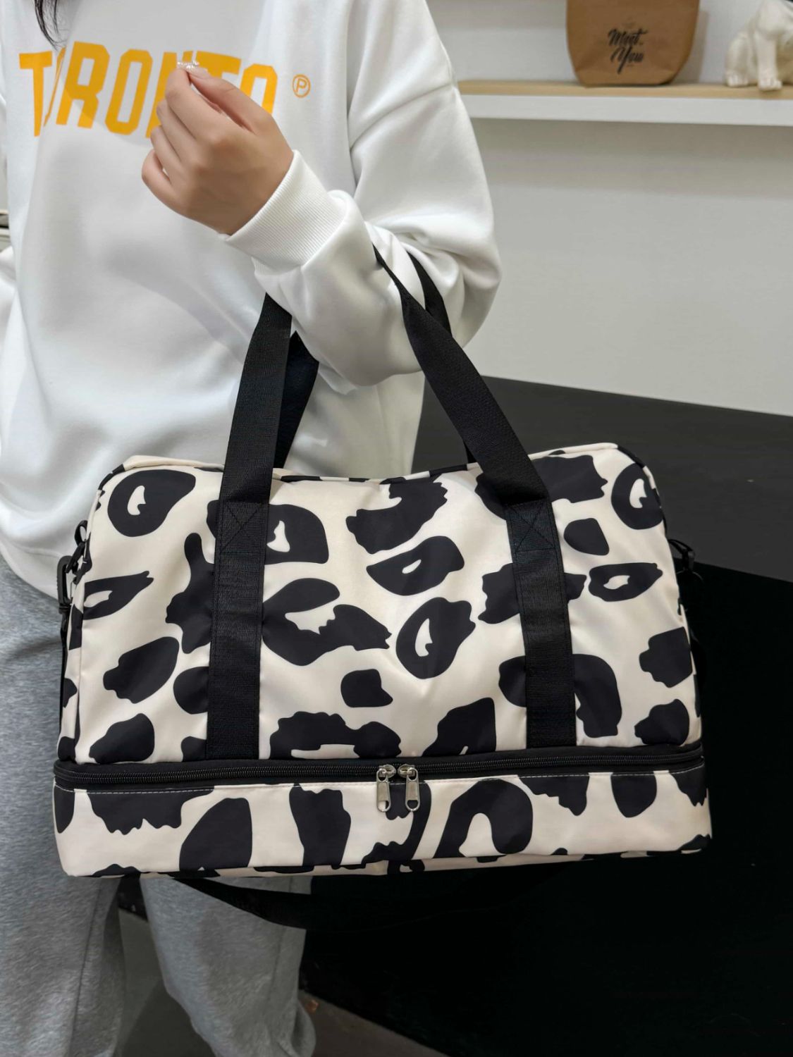 Oxford Cloth Leopard Travel Bag - MARIGOLD