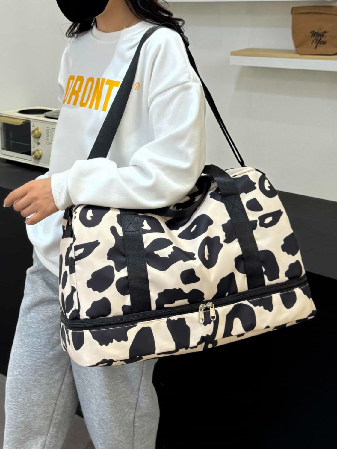 Oxford Cloth Leopard Travel Bag - MARIGOLD