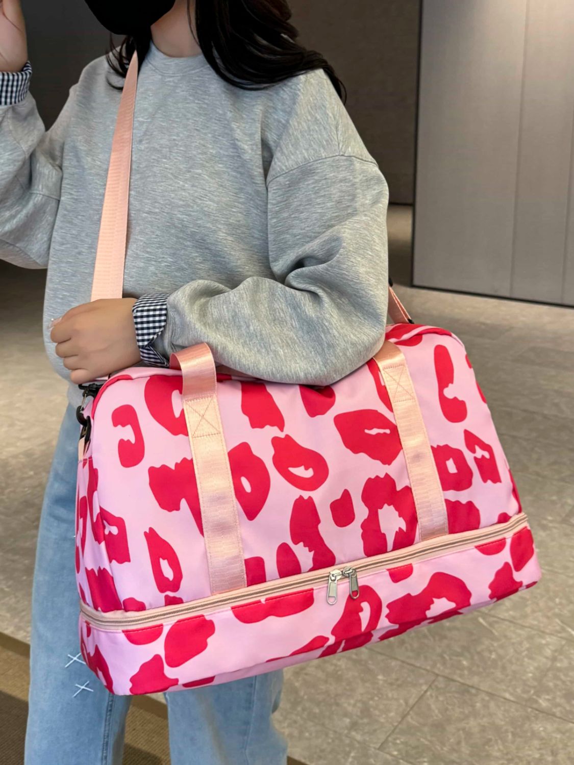 Oxford Cloth Leopard Travel Bag - MARIGOLD