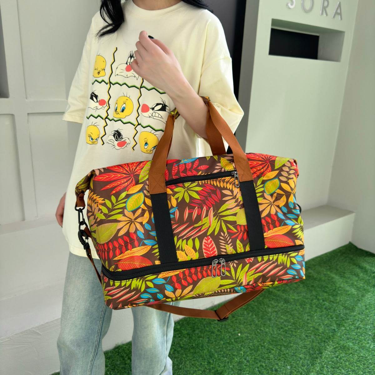 Canvas Printed Travel Bag - MARIGOLD
