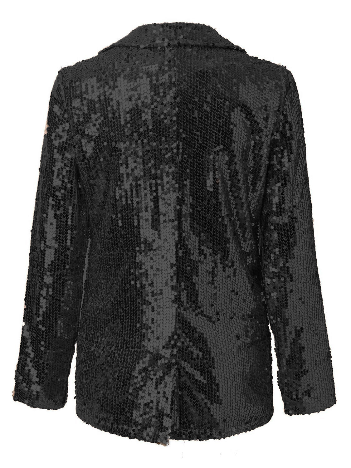Sparkling Sequin Lapel Long Sleeve Blazer - MARIGOLD