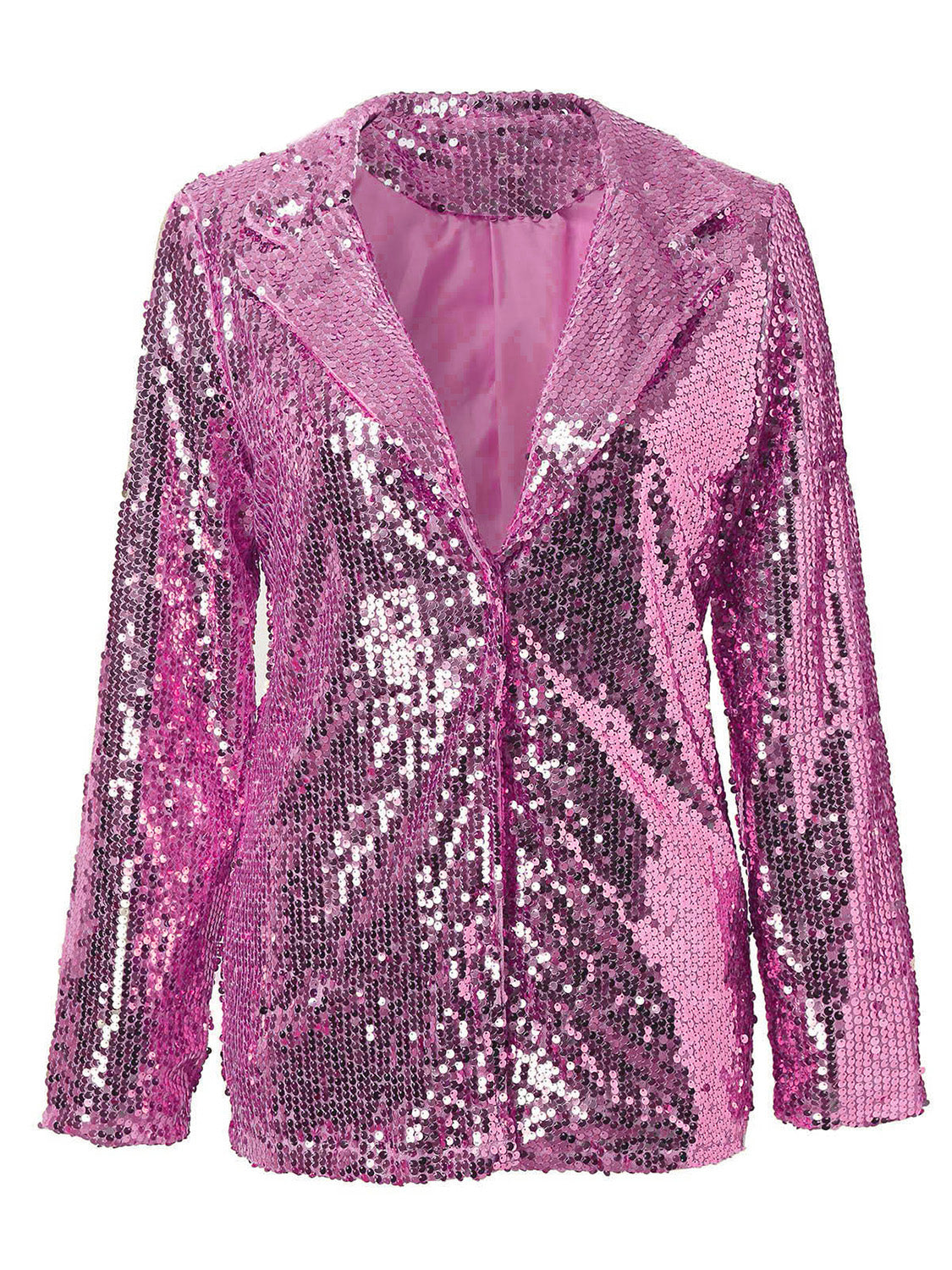 Sparkling Sequin Lapel Long Sleeve Blazer - MARIGOLD