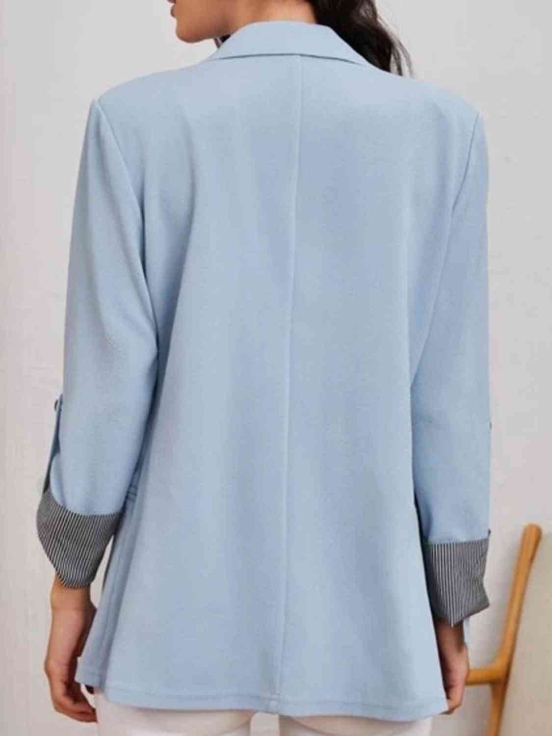 Classic Lapel Collar Roll-Tab Sleeve Blazer - MARIGOLD