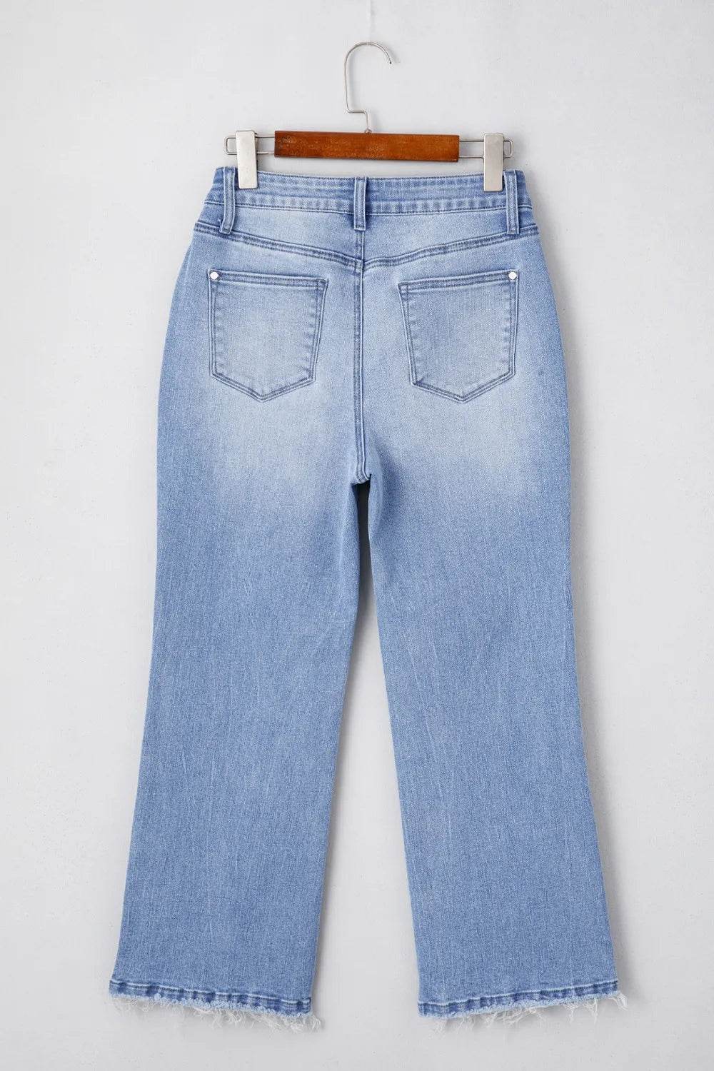 Mineral Wash Raw Hem High Waist Flared Jeans - MARIGOLD