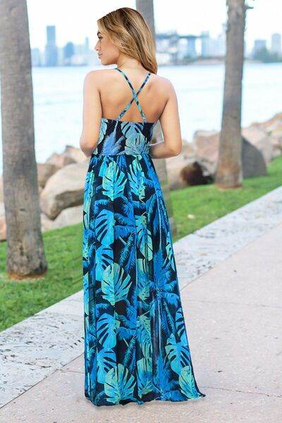 Crisscross Printed Surplice Cami Dress - MARIGOLD
