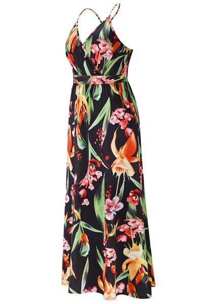 Crisscross Printed Surplice Cami Dress - MARIGOLD