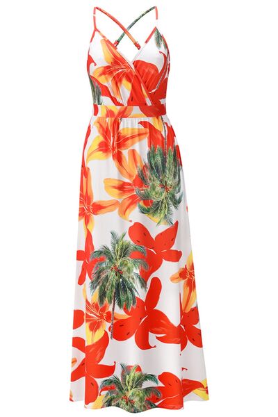 Crisscross Printed Surplice Cami Dress - MARIGOLD