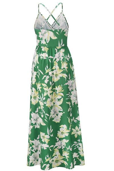 Crisscross Printed Surplice Cami Dress - MARIGOLD