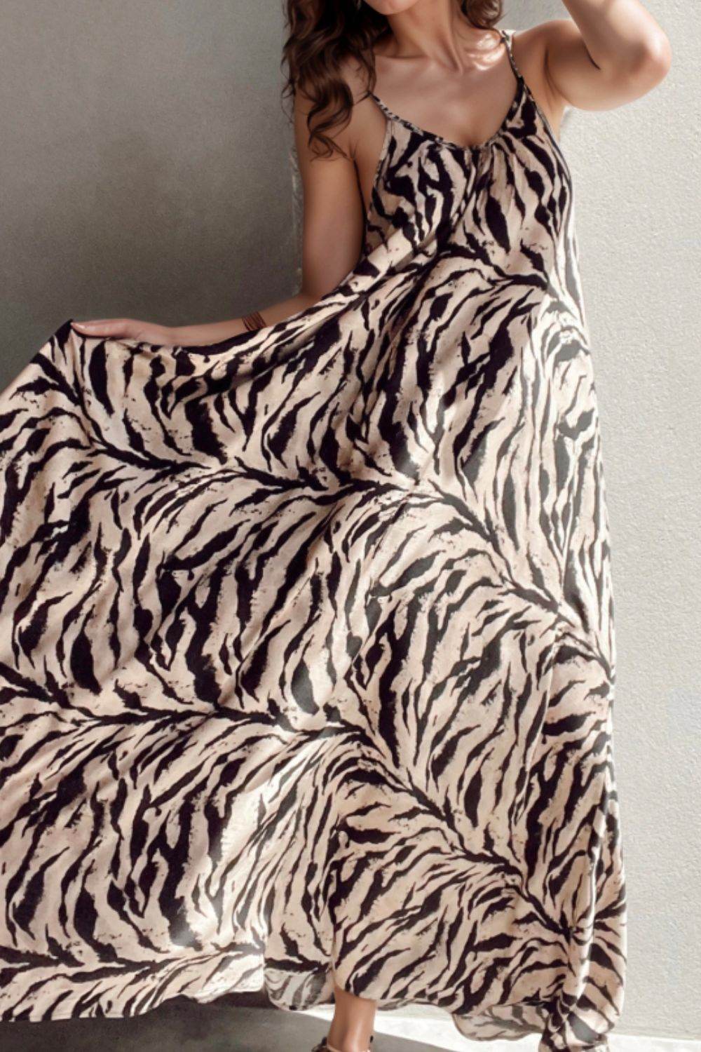 Abstract Print Tie Back Maxi Cami Dress - MARIGOLD