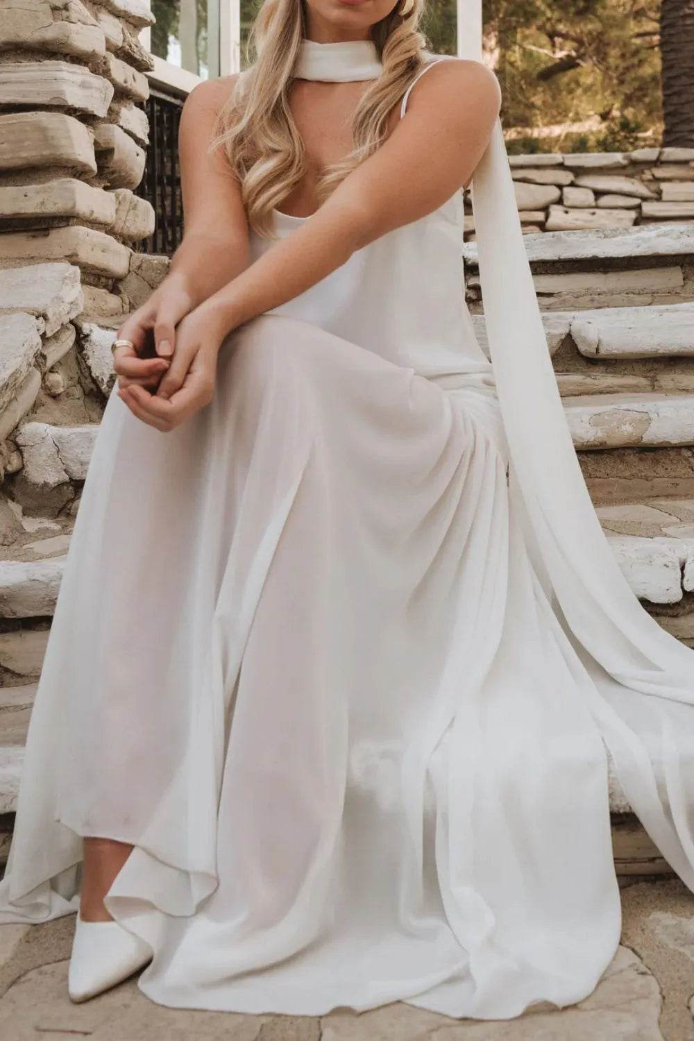 Ethereal Mesh Hem Cami Maxi Dress with Scarf - MARIGOLD