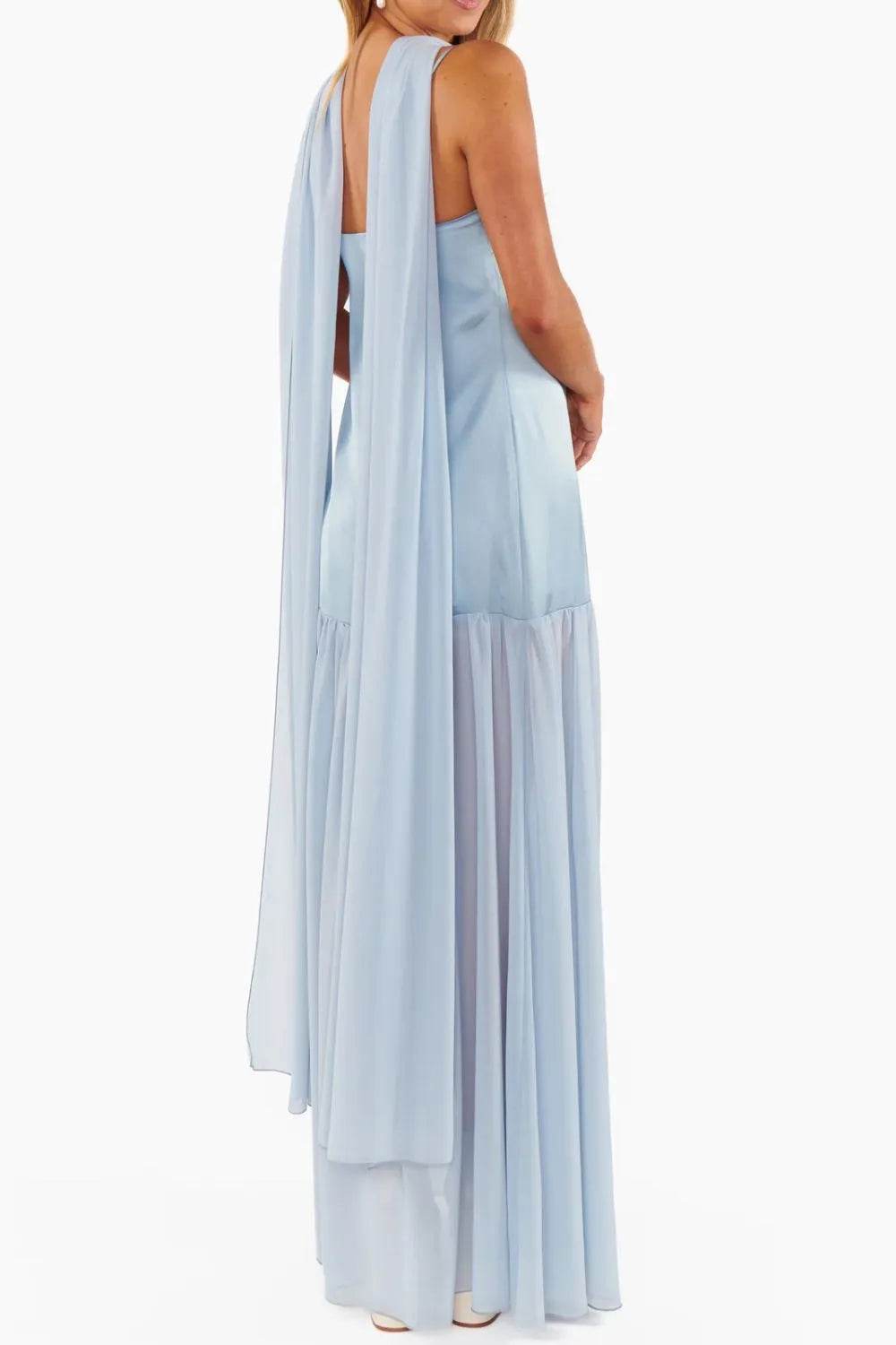 Ethereal Mesh Hem Cami Maxi Dress with Scarf - MARIGOLD