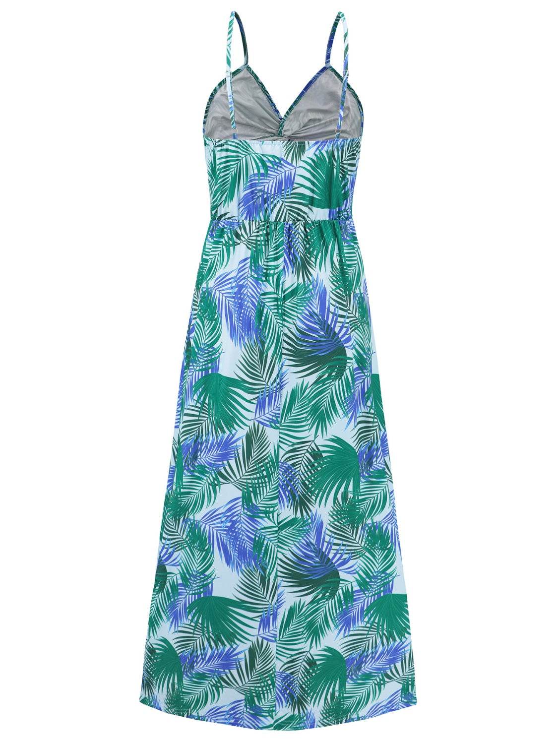 Tropical Floral Print Twist V-Neck Cami Maxi Dress - MARIGOLD