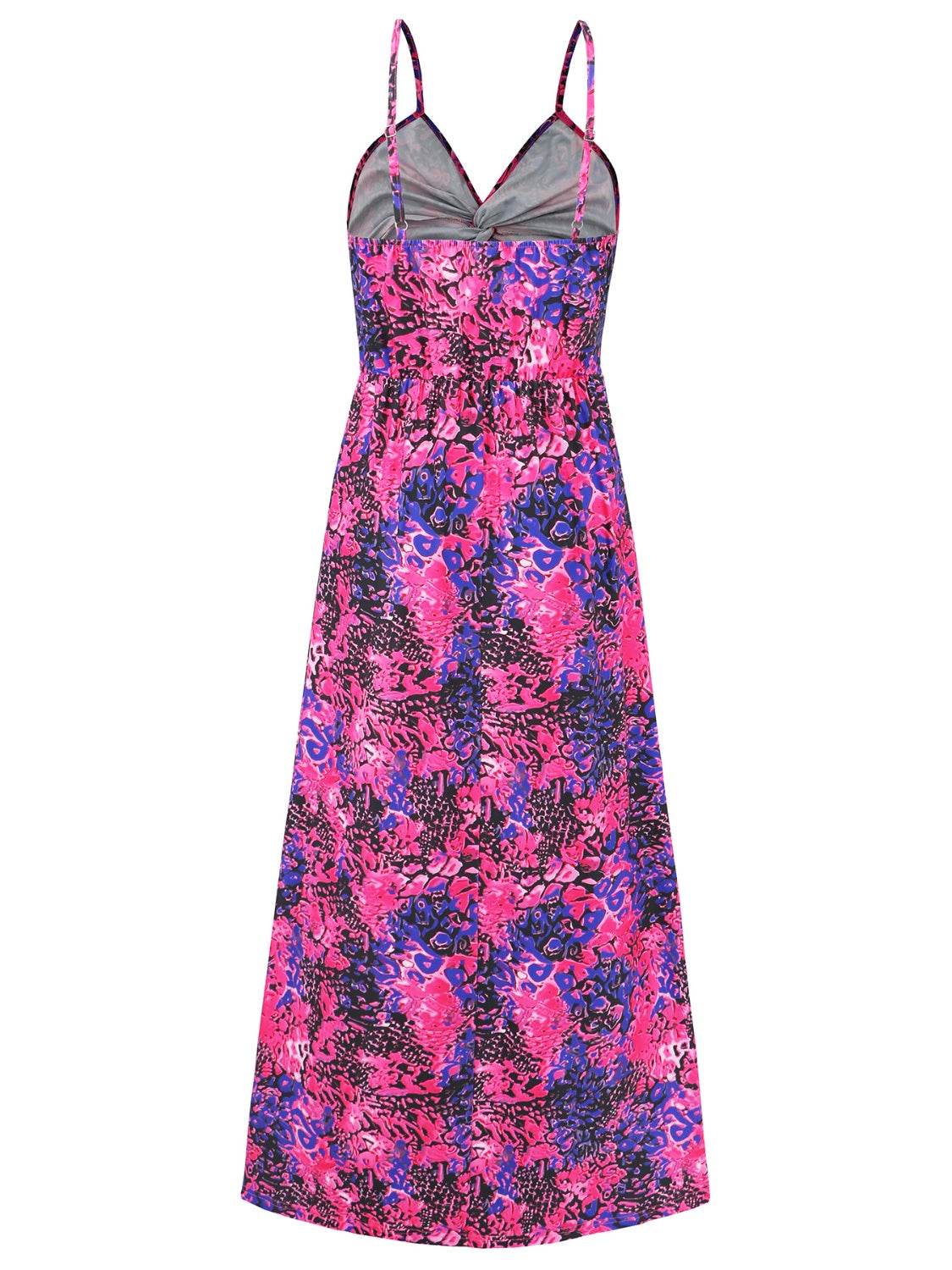 Tropical Floral Print Twist V-Neck Cami Maxi Dress - MARIGOLD