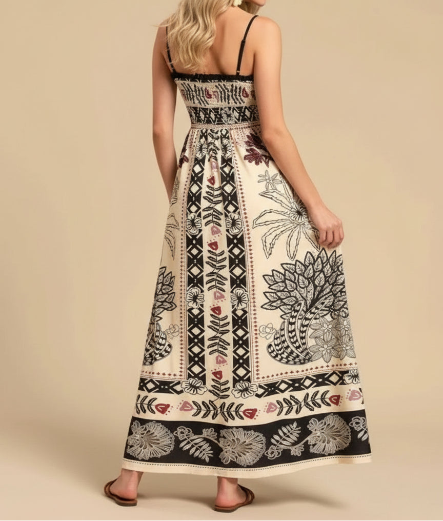 Floral Art Print Cami Maxi Dress - MARIGOLD