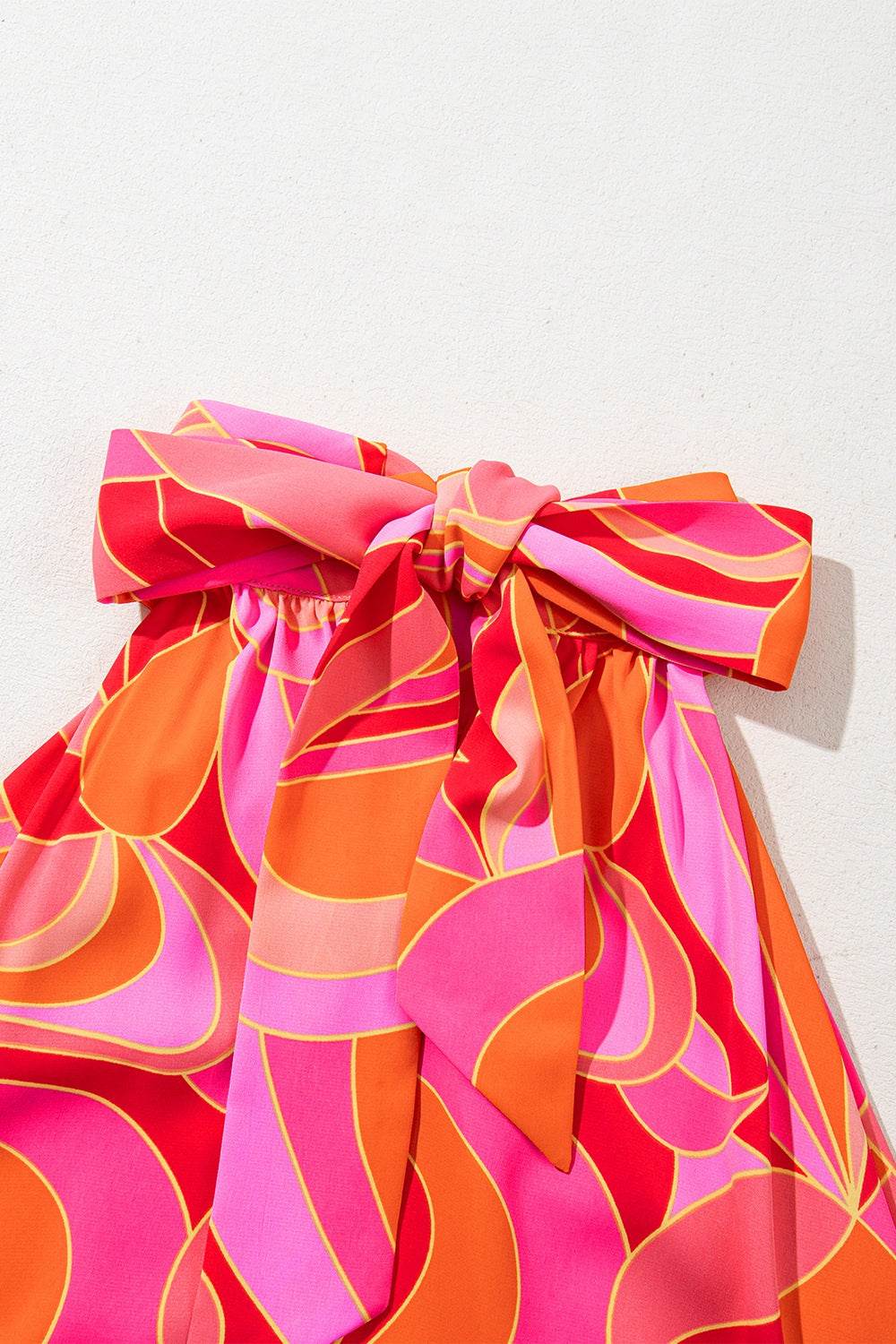 Vibrant Pink & Orange Abstract Grecian Maxi Dress - MARIGOLD