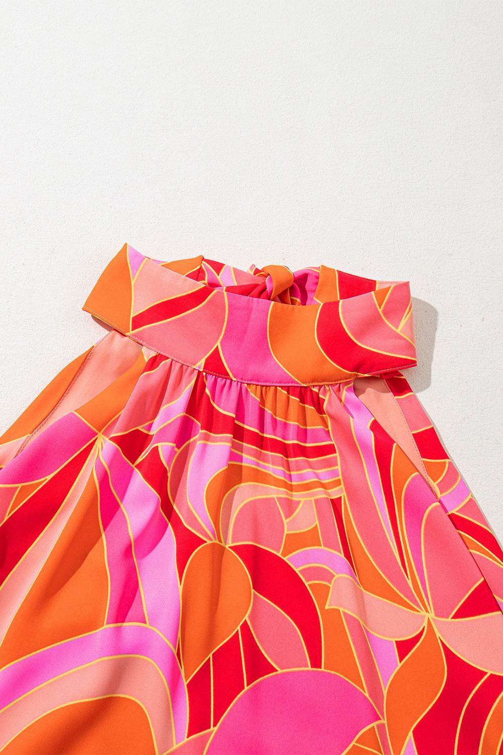 Vibrant Pink & Orange Abstract Grecian Maxi Dress - MARIGOLD
