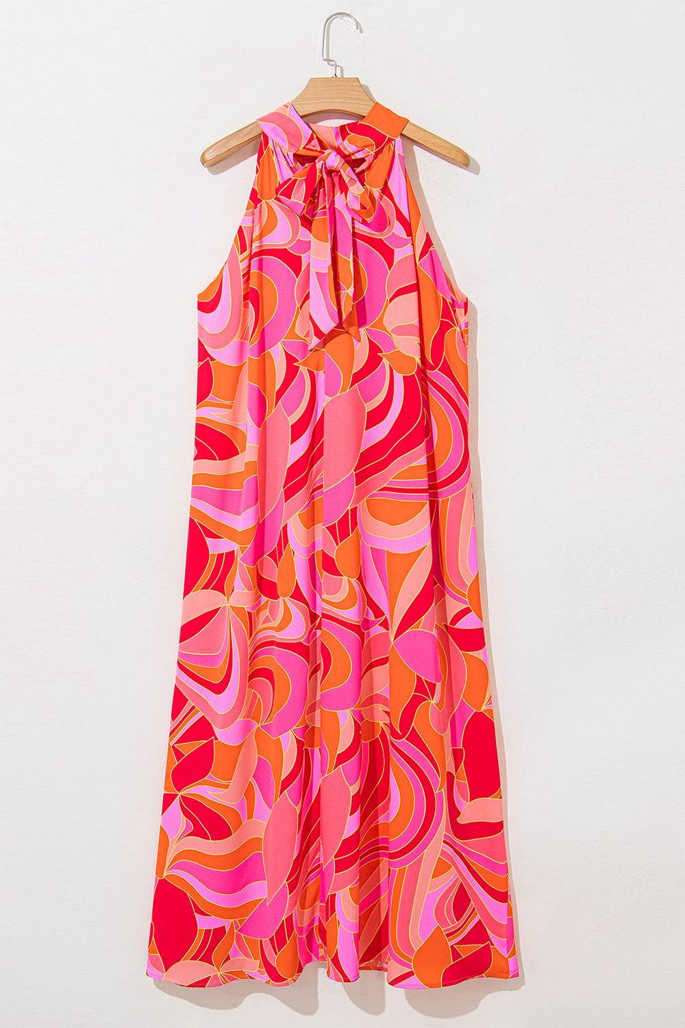 Vibrant Pink & Orange Abstract Grecian Maxi Dress - MARIGOLD