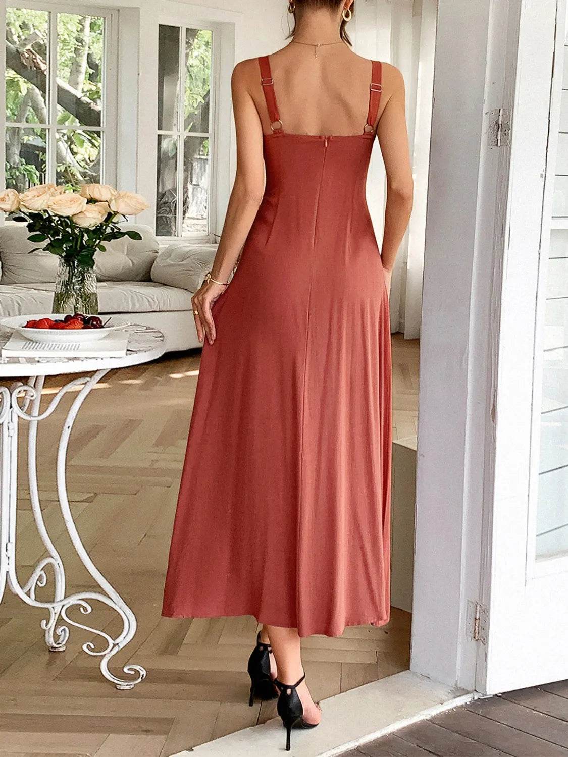 Contrast Colour Line Midi Dress - MARIGOLD