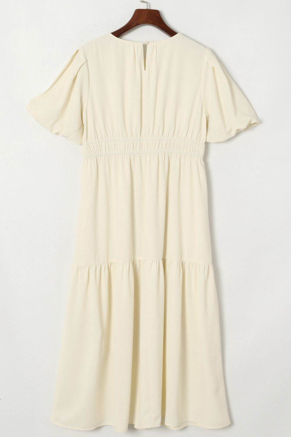Puff Sleeve Pleated High Waist Flowy Midi Dress - MARIGOLD