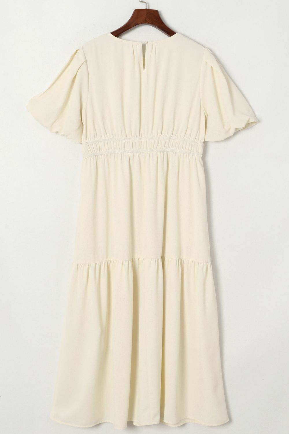 Puff Sleeve Pleated High Waist Flowy Midi Dress - MARIGOLD