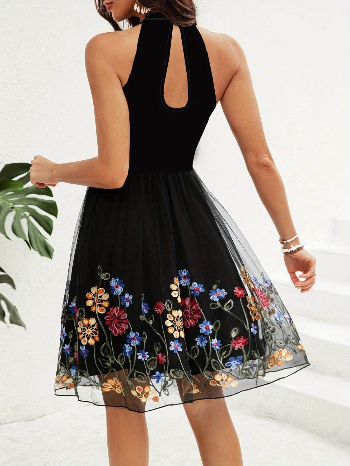 Cutout Grecian Neck Mini Dress - MARIGOLD