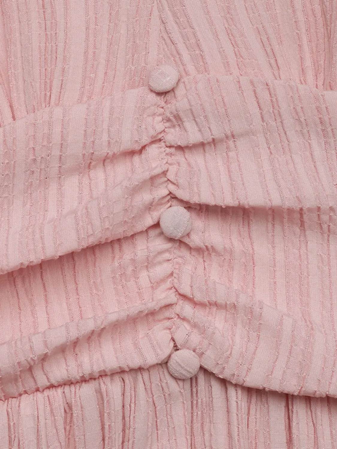 Blush Pink Puff Sleeve Midi Dress - MARIGOLD