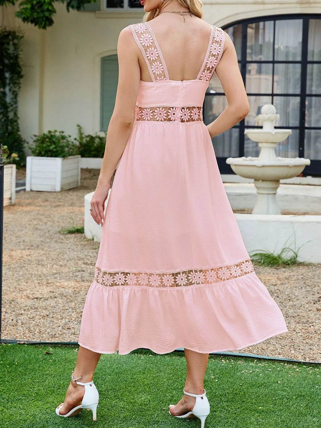 Lace Detail Sleeveless Midi Cami Dress - MARIGOLD