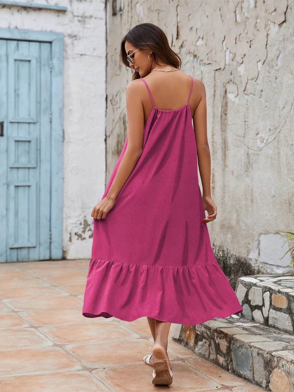 Ruffled Hem Midi Cami Dress - MARIGOLD
