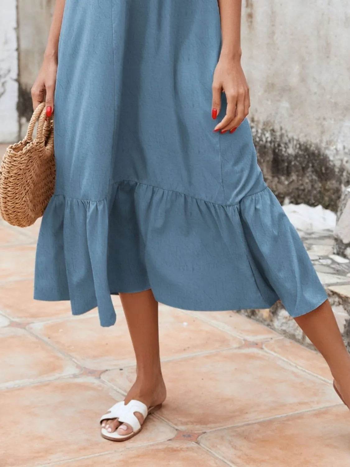 Ruffled Hem Midi Cami Dress - MARIGOLD