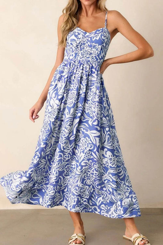 Floral Print Cami Midi Dress - MARIGOLD