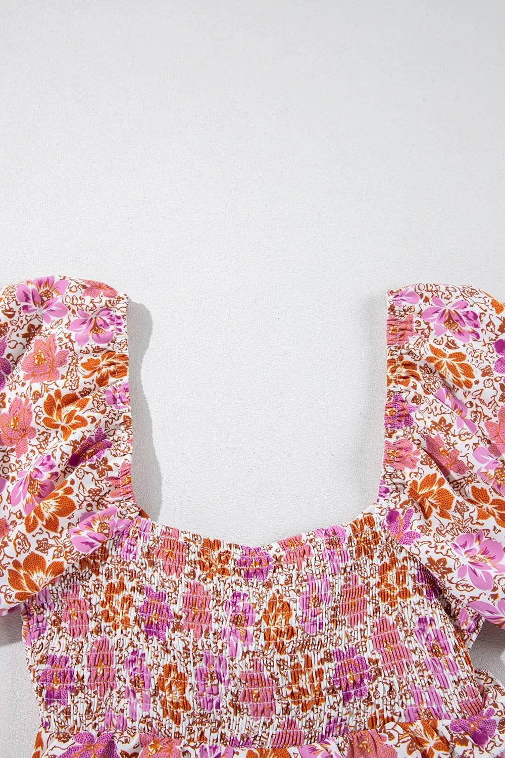 Pink Floral Boho Midi Dress with Back Bow Detail - MARIGOLD