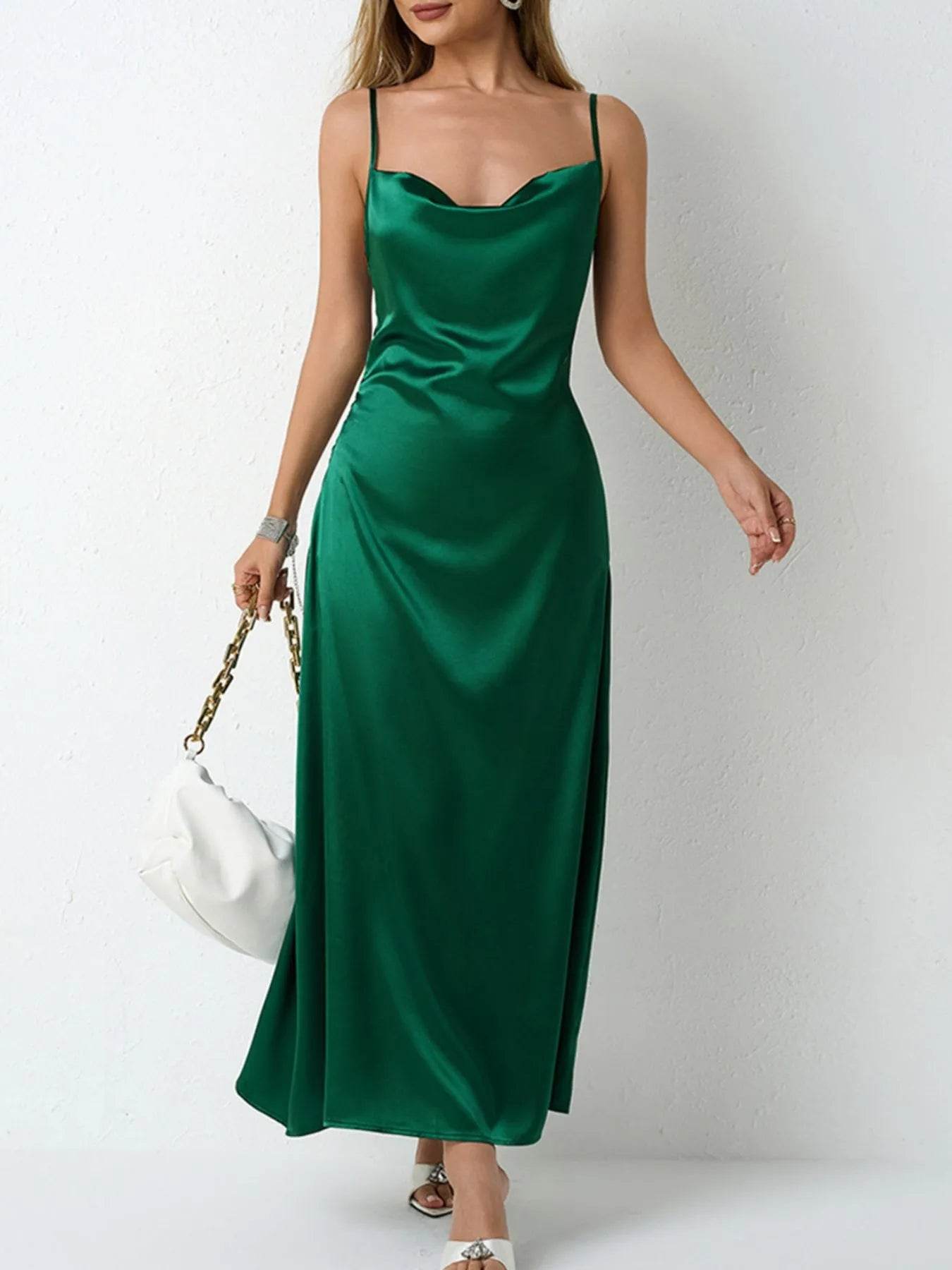 Cowl Neck Cami Midi Dress - MARIGOLD
