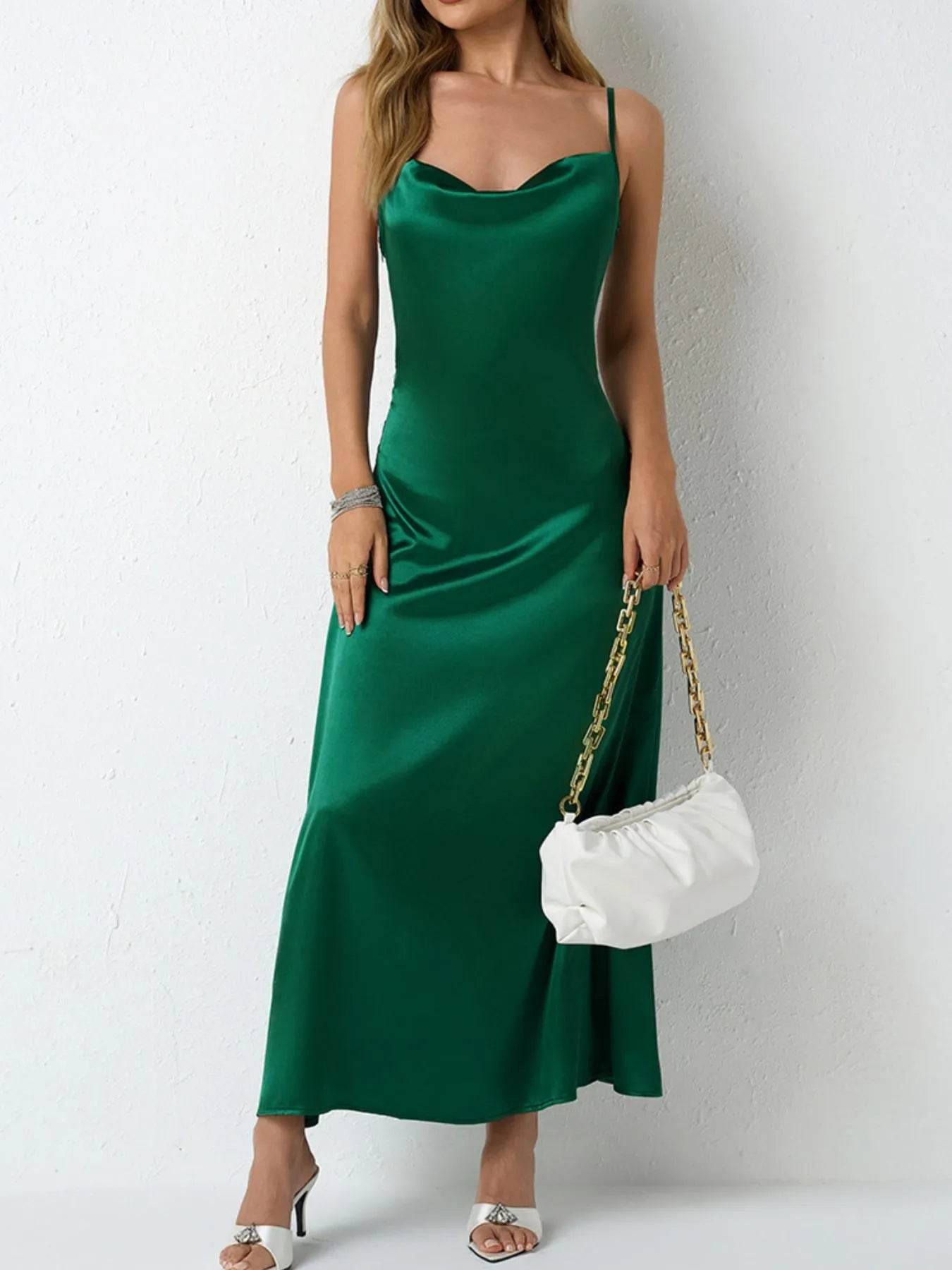 Cowl Neck Cami Midi Dress - MARIGOLD