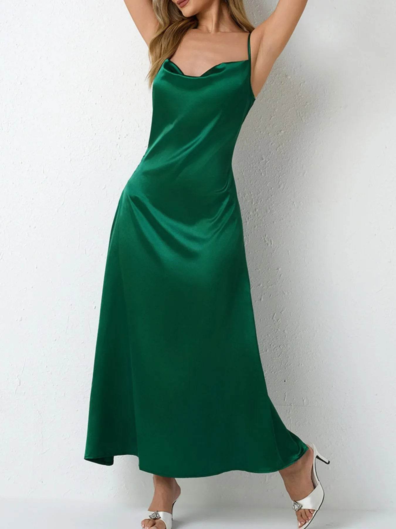 Cowl Neck Cami Midi Dress - MARIGOLD