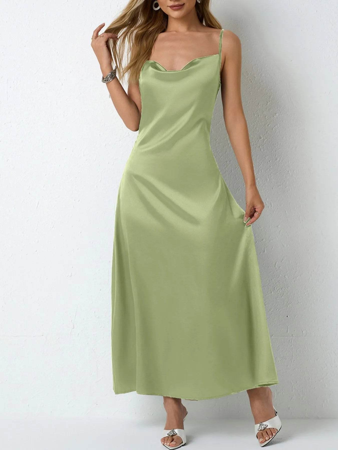 Cowl Neck Cami Midi Dress - MARIGOLD