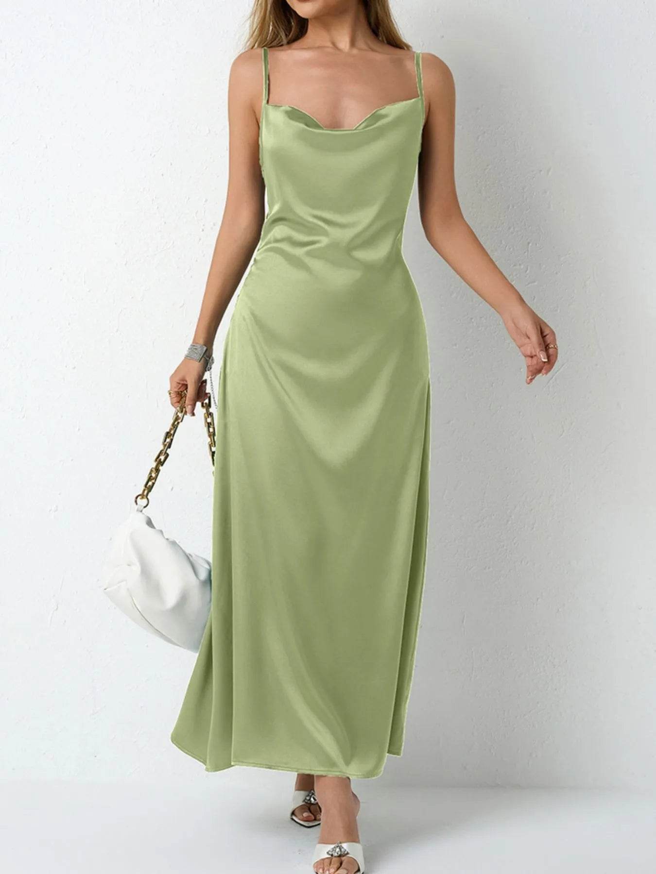 Cowl Neck Cami Midi Dress - MARIGOLD