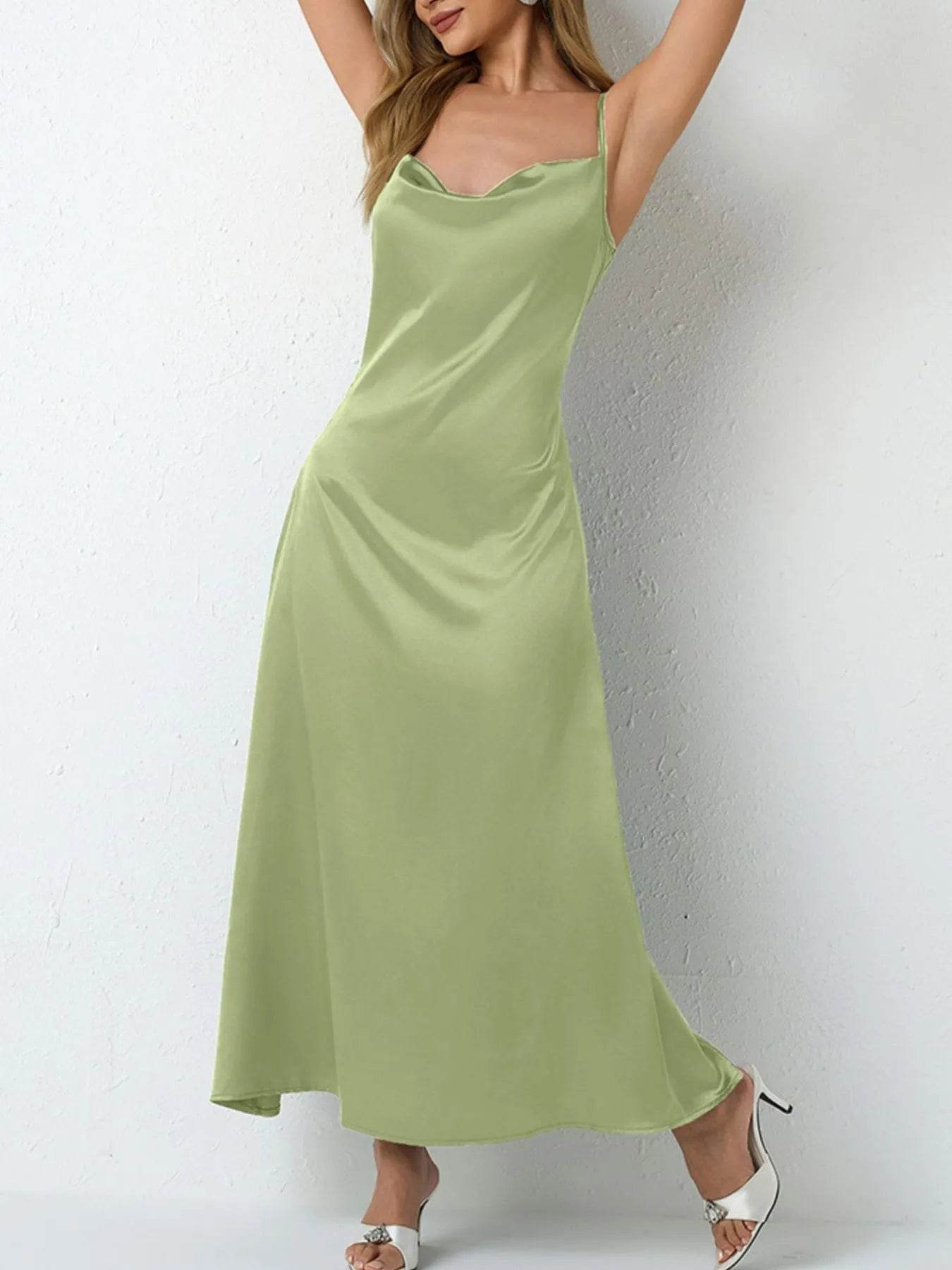 Cowl Neck Cami Midi Dress - MARIGOLD