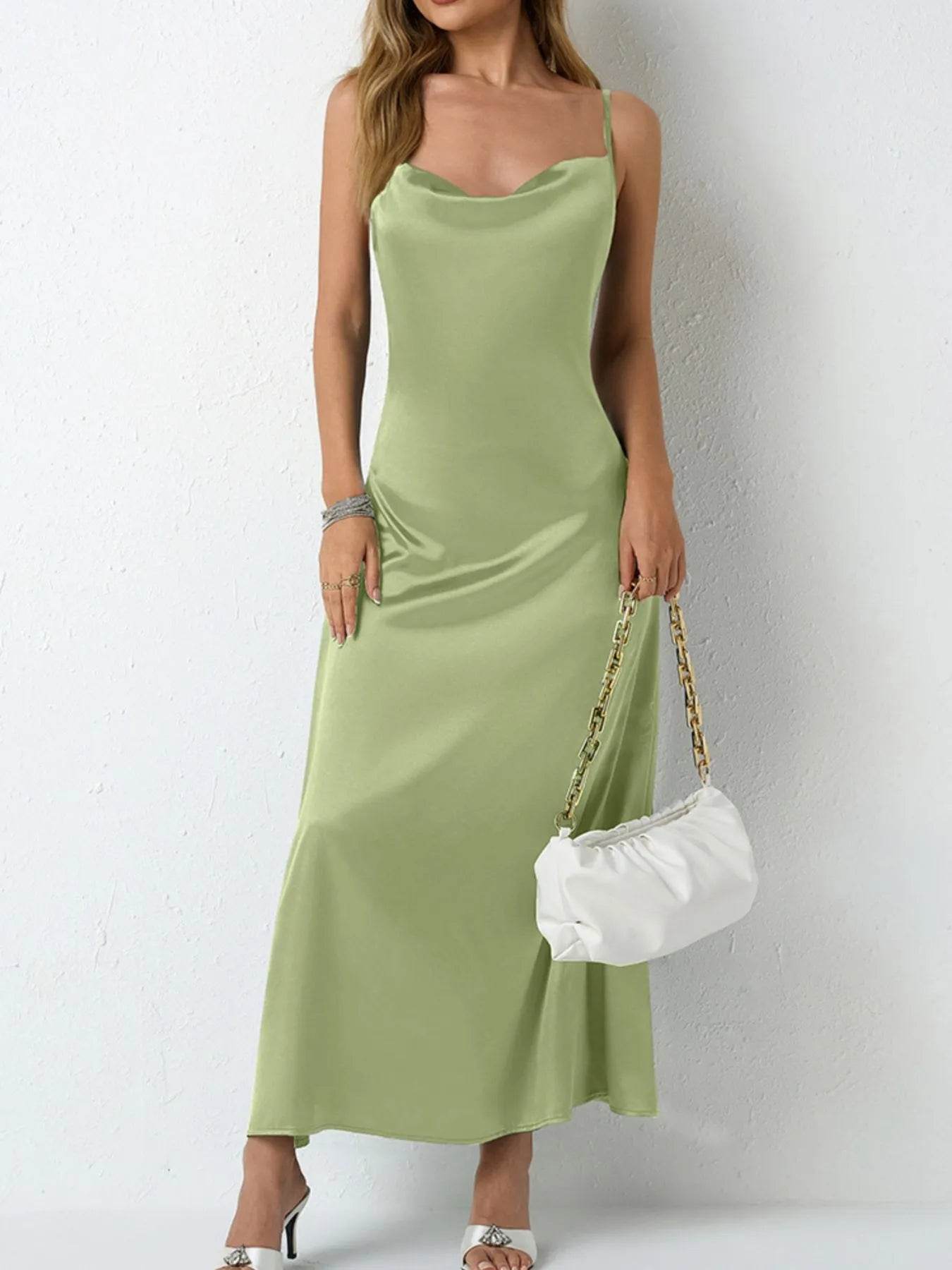 Cowl Neck Cami Midi Dress - MARIGOLD