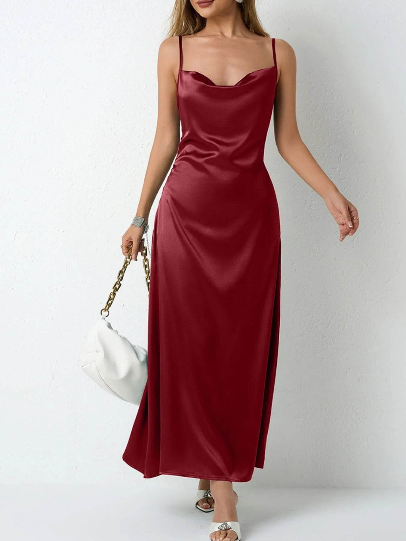 Cowl Neck Cami Midi Dress - MARIGOLD