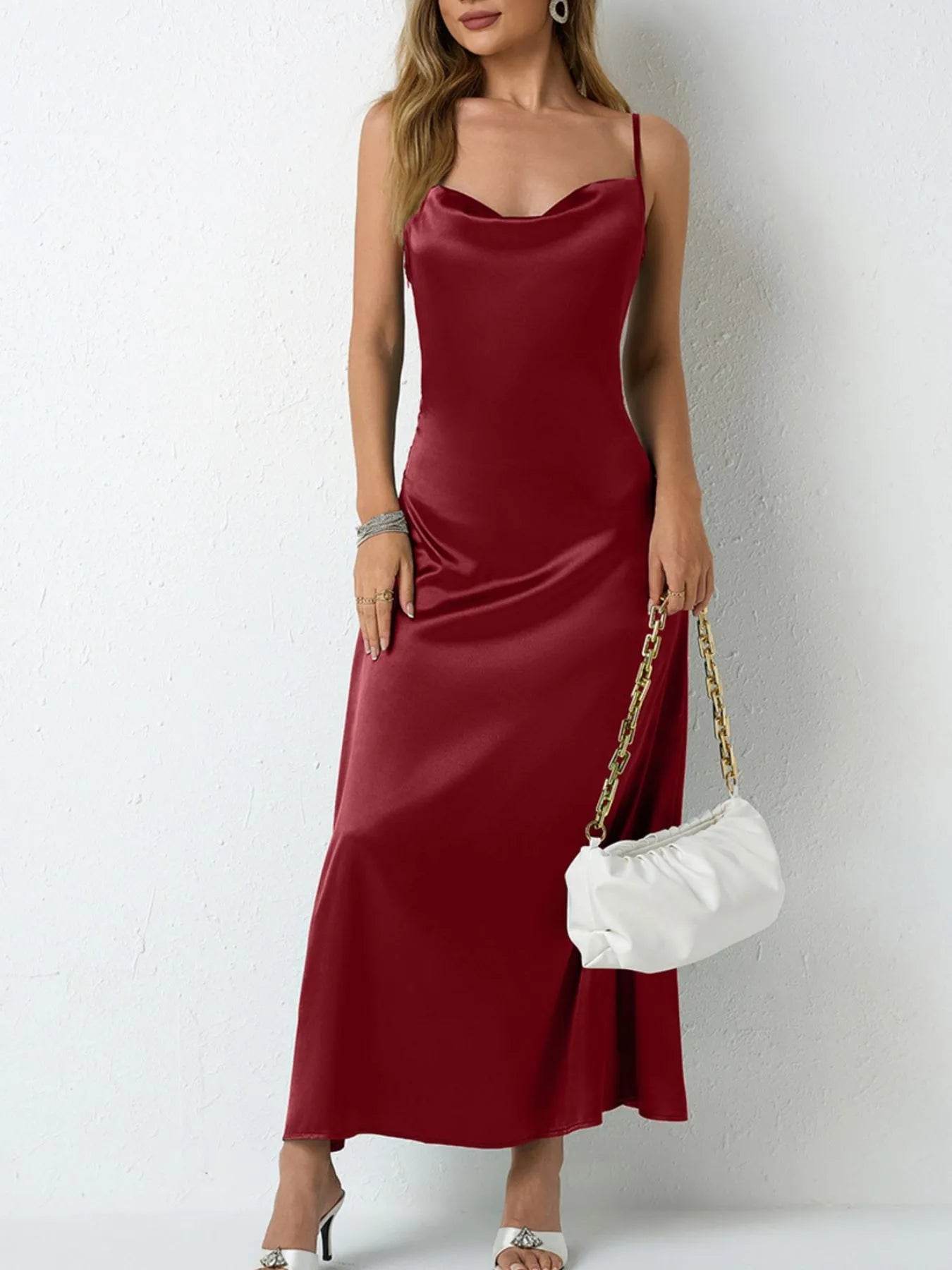 Cowl Neck Cami Midi Dress - MARIGOLD