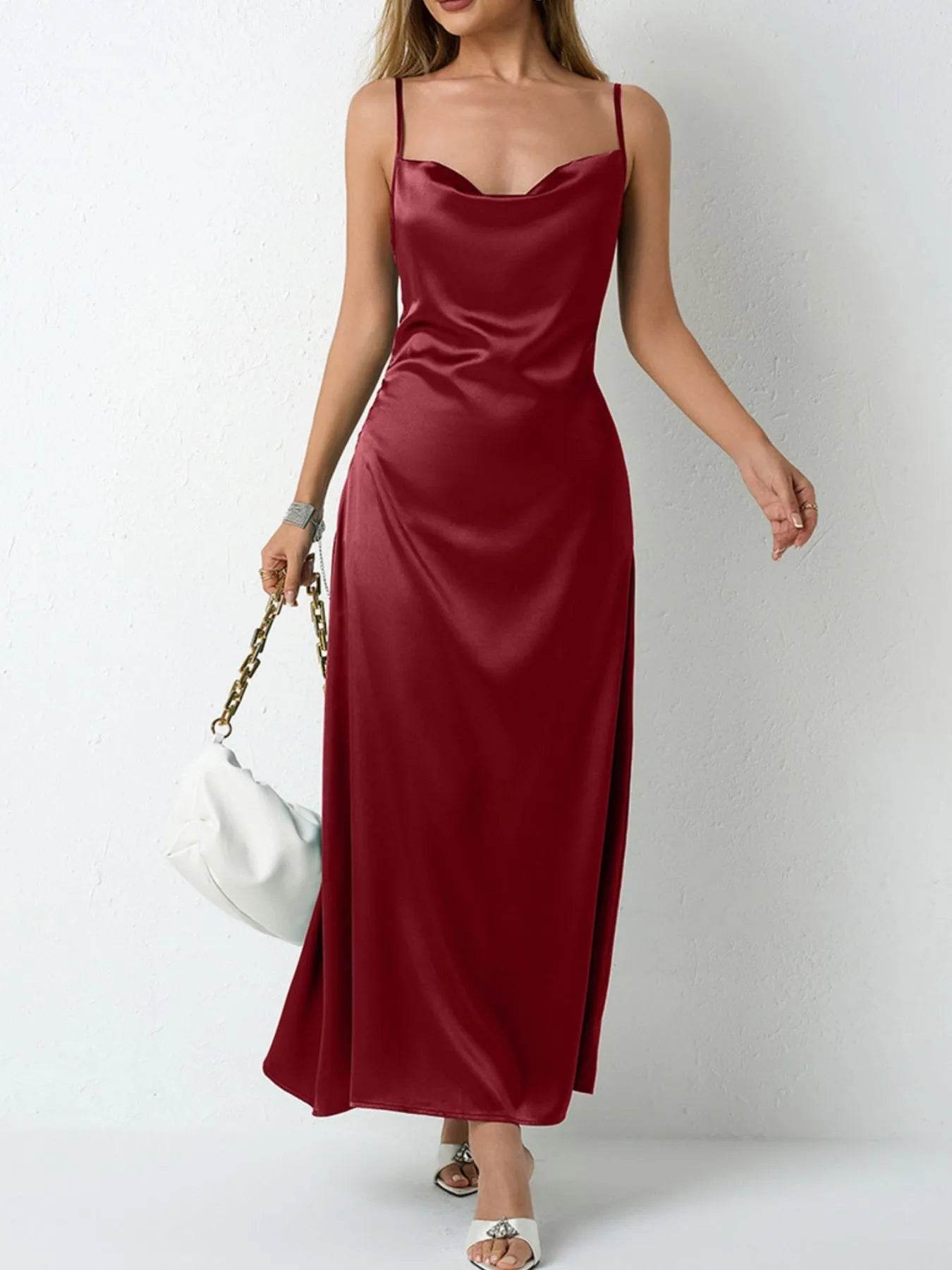 Cowl Neck Cami Midi Dress - MARIGOLD