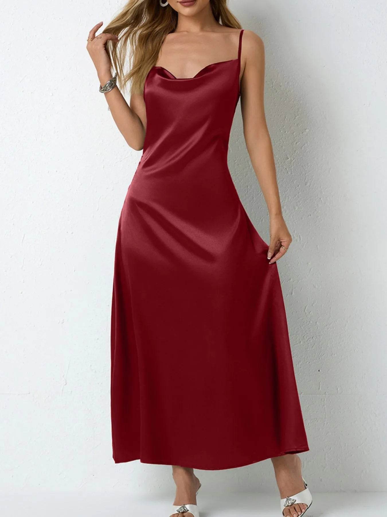 Cowl Neck Cami Midi Dress - MARIGOLD