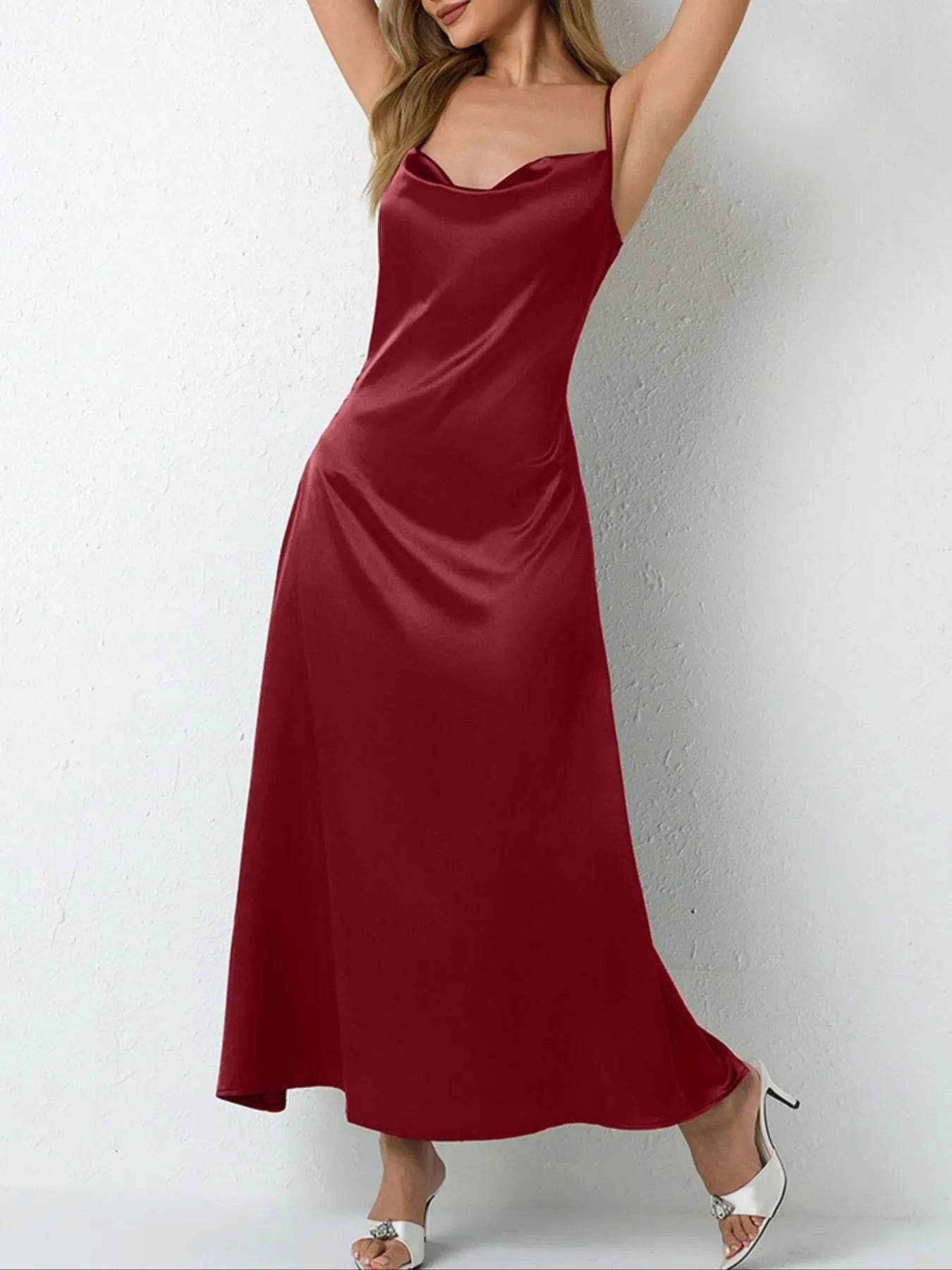 Cowl Neck Cami Midi Dress - MARIGOLD