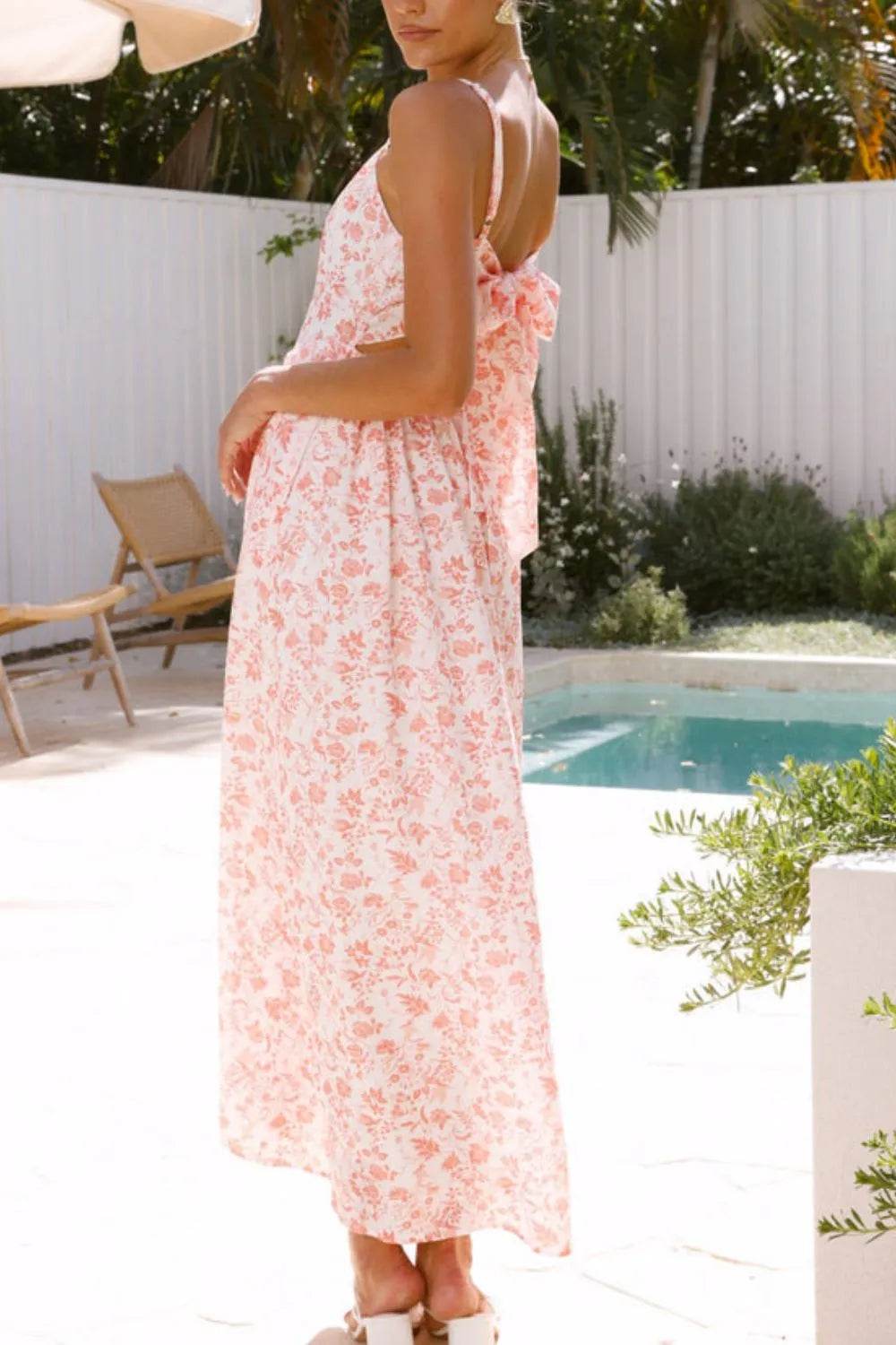 Bow Back V-Neck Cami Midi Dress - MARIGOLD