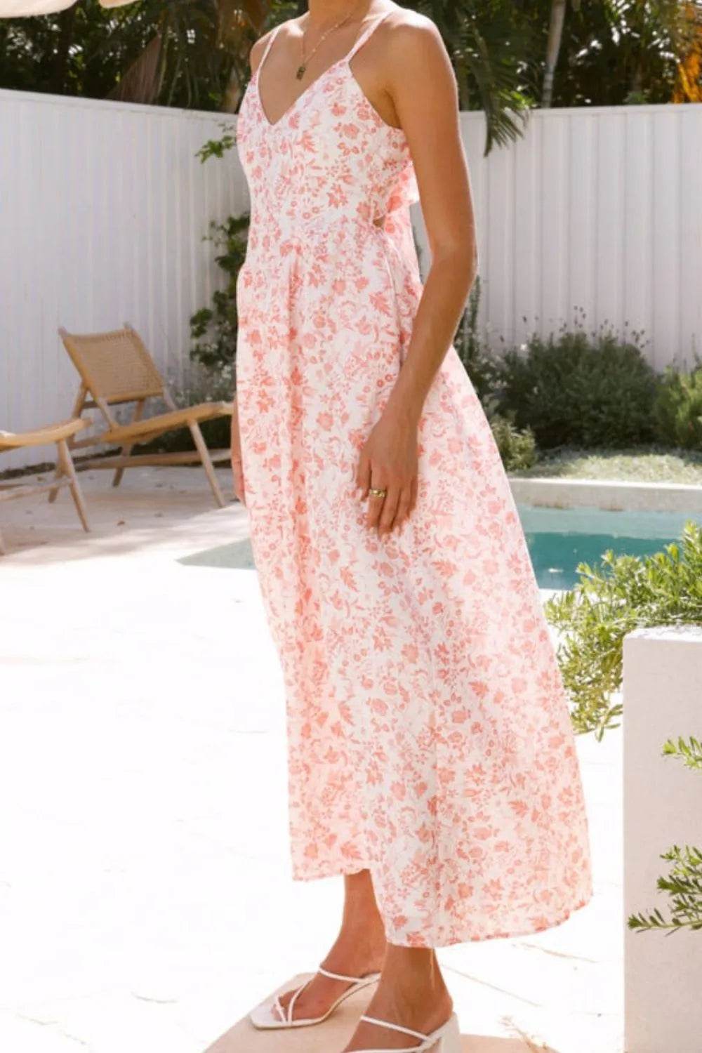 Bow Back V-Neck Cami Midi Dress - MARIGOLD