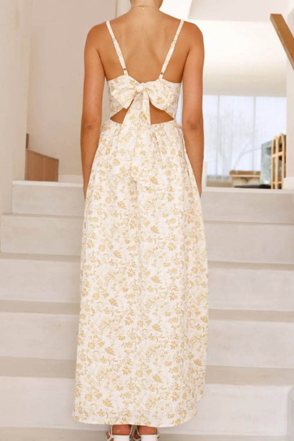 Bow Back V-Neck Cami Midi Dress - MARIGOLD