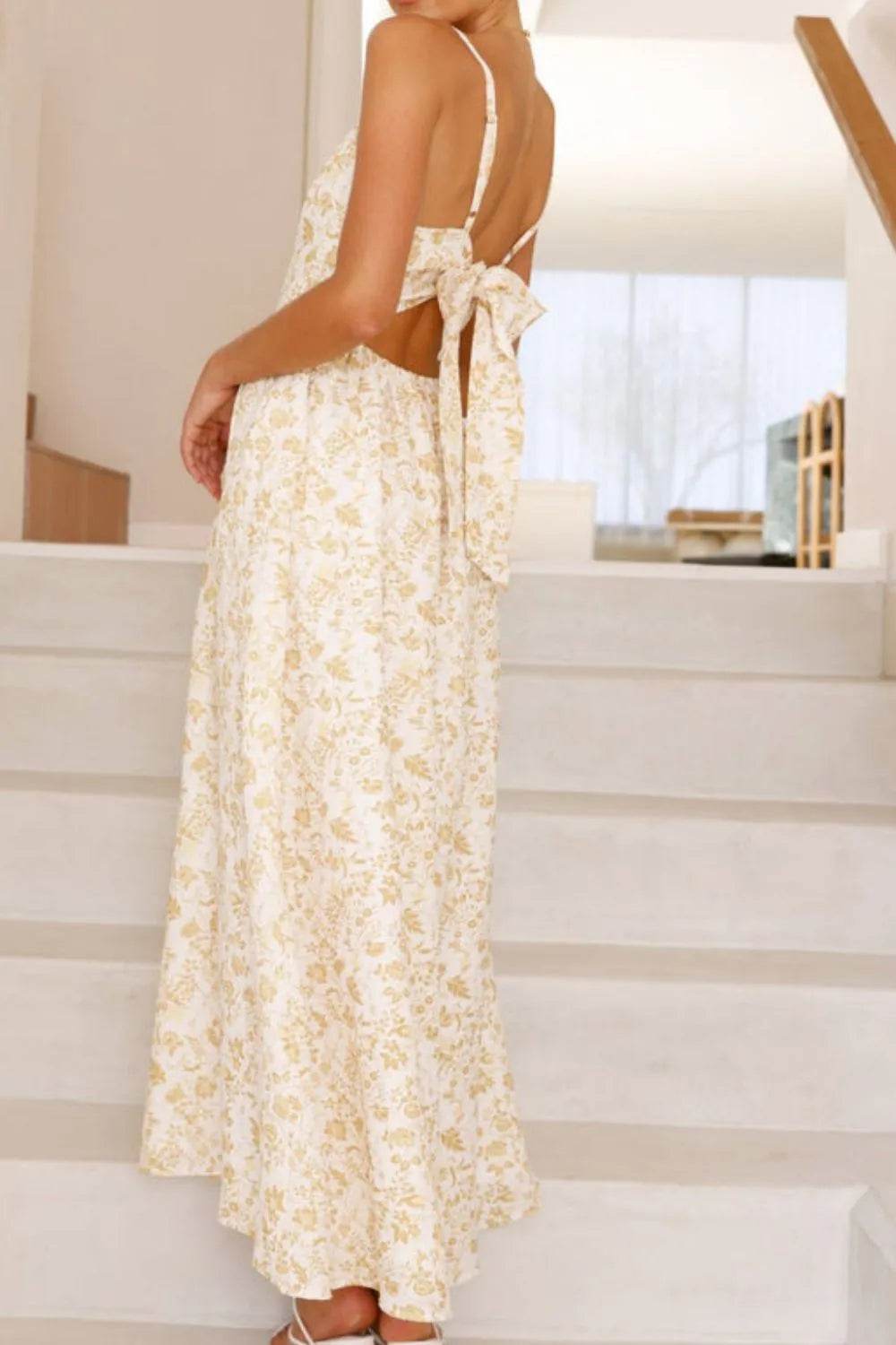 Bow Back V-Neck Cami Midi Dress - MARIGOLD